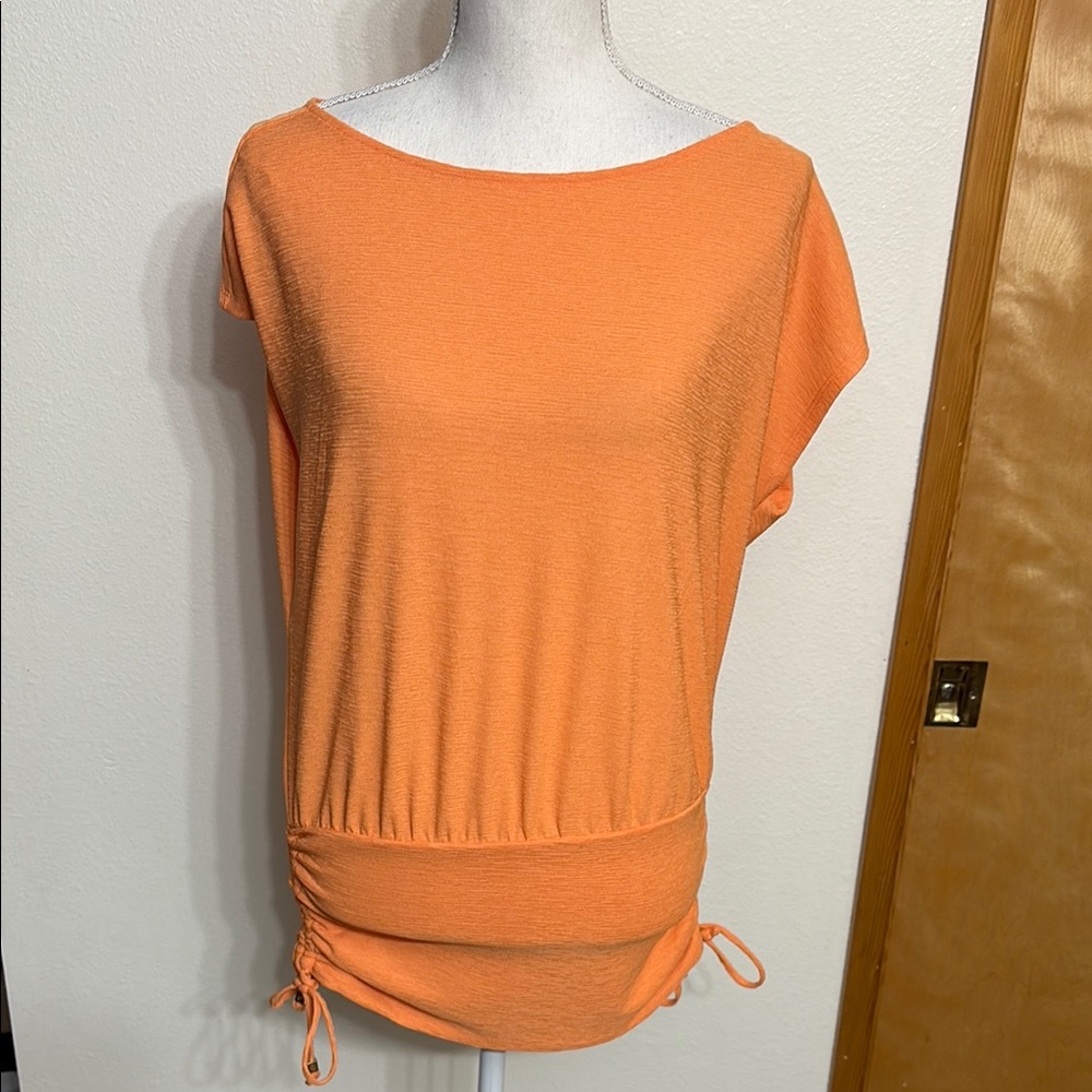 Michael Kors Light Orange Ruched Tie Sides Top Size S
